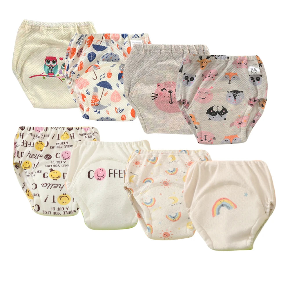 8pcs/6pcs Washable Baby Potty Training Pants Reusable Toilet Trainer Panty Reusable Cloth Diaper