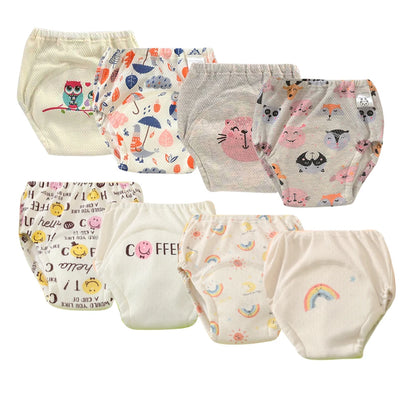 8pcs/6pcs Washable Baby Potty Training Pants Reusable Toilet Trainer Panty Reusable Cloth Diaper
