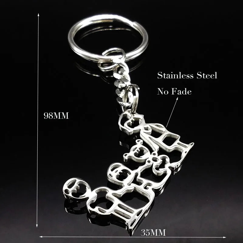 Family Boy Girl Mom Dad Gift Stainless Steel Key Ring Jewelry Silver Color Keychain Christmas Gifts
