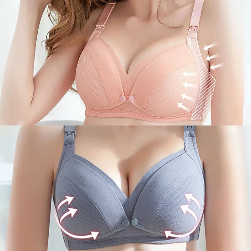 Front Button Maternity Nursing Bra Adjustable Cotton Wire Free