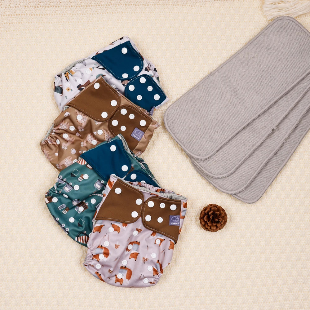 waterproof  baby cloth diaper with 4 absorbents cloths washable eco-friendly pocket cloth nappy