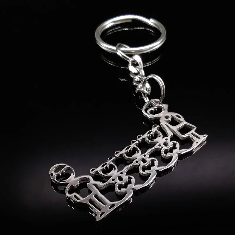 Family Boy Girl Mom Dad Gift Stainless Steel Key Ring Jewelry Silver Color Keychain Christmas Gifts