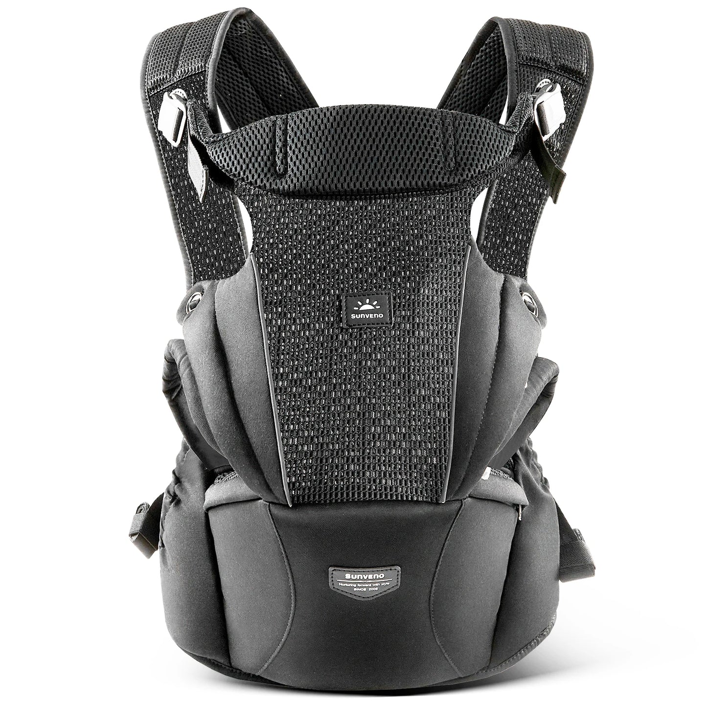 Sunveno Integrated Secure Baby Carrier Effortless Comfortable Baby Carrier Mesh Breathable 4-24months Hands-Free Ergonomic Black