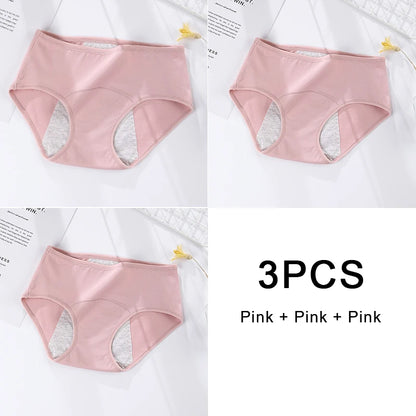 3PCS/set Women's menstrual briefs large flow postpartum water absorption leakproof pure cotton
