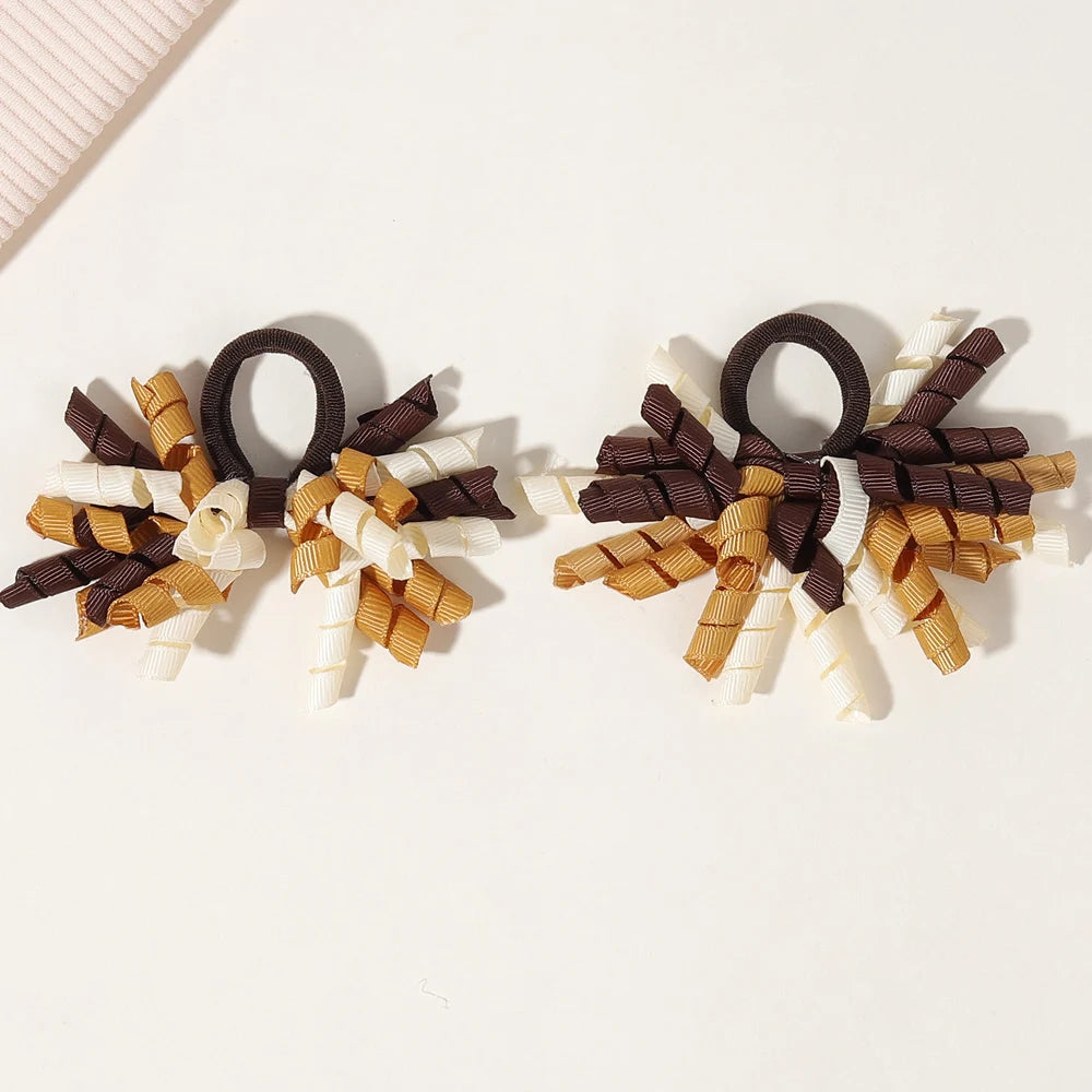 6Pcs Trendy Firework Hair Ties Rainbow Curly