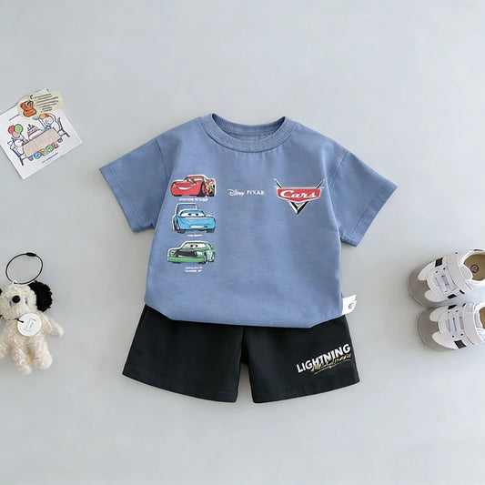 Disney Cartoon Printed Kids Short Sleeved Suits T-shirt Shorts Children's Casual Tracksuits Outfits Baby Boy 2 Piece Set