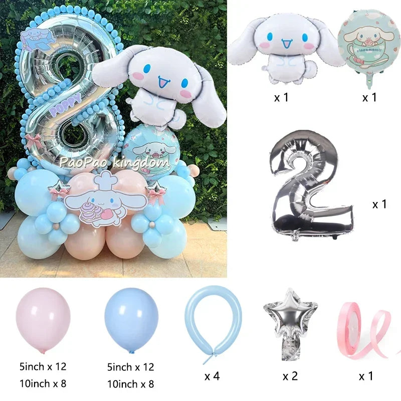 1 Set Cinnamoroll Foil Balloons for Birthday Party Decorations Baby Shower  Kids  Birthday Gift Macaron Latex Balloons Set