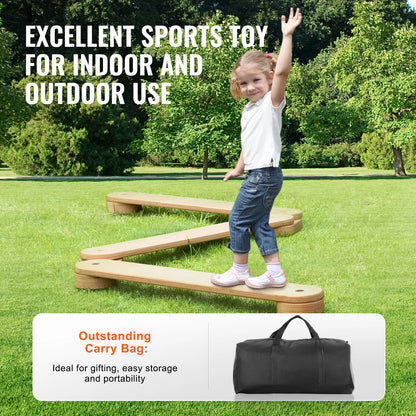 Balance Beam Stepping Stones Indoor & Outdoor Wooden Toddler Balance Boards Montessori Toy for Kids 2-6 Girls Boys Gift