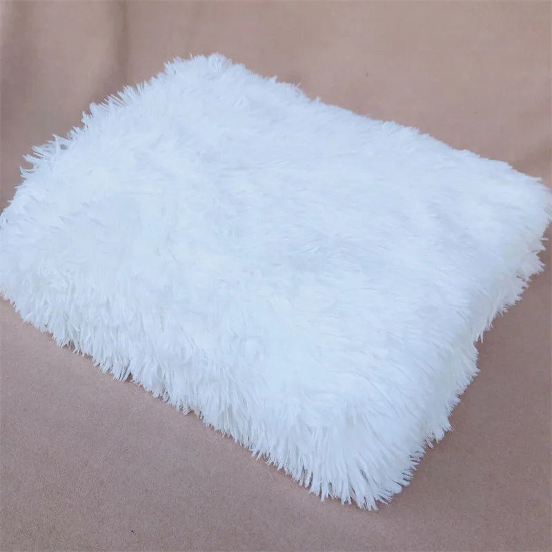 Newborn Photography Plush Blanket Baby Photo Background Rug for Studio Long Pile Fur Mat 0-12M