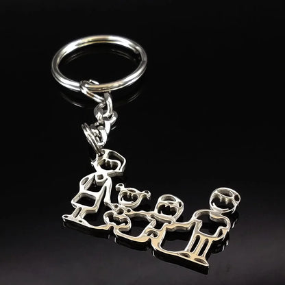 Family Boy Girl Mom Dad Gift Stainless Steel Key Ring Jewelry Silver Color Keychain Christmas Gifts