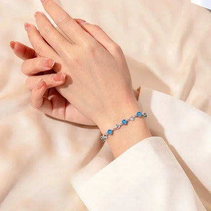 925 Sterling Silver Heart Shaped Necklace Bracelet Set for Women Vintage Korean Crystal Bracelets High Quality Set Party Jewelry