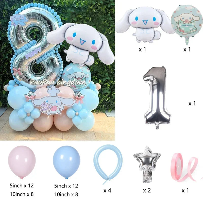 1 Set Cinnamoroll Foil Balloons for Birthday Party Decorations Baby Shower  Kids  Birthday Gift Macaron Latex Balloons Set