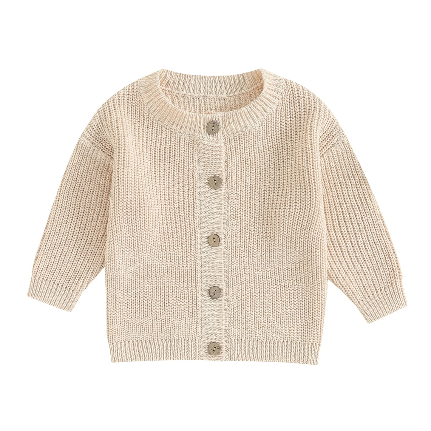 Infant Newborn Baby Girls Knit Cardigan Cute Long Sleeve Round Neck Solid Color Button Down Sweater Fall Tops 0-18M