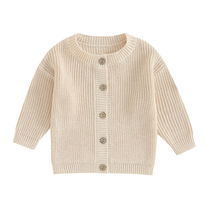 Infant Newborn Baby Girls Knit Cardigan Cute Long Sleeve Round Neck Solid Color Button Down Sweater Fall Tops 0-18M