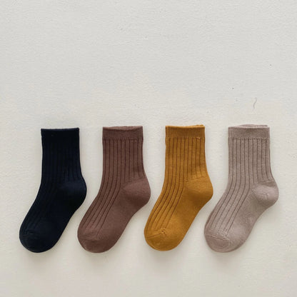 4 Pairs Cotton Kids Boys Girls Socks Children Baby Toddler Sport Socks School Students Spring Autumn Soft Fashion Mid Tube Socks