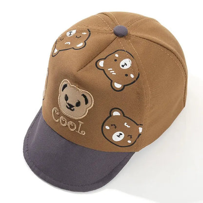 Hat Spring Summer Sunshade Cap Toddler Cartoon Little Bear Duckbill Cap Thin Lovely for Outdoor Soft Brim Baseball Cap for 0-1Y