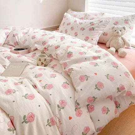 Soft Cotton Crib Bedding Set for Bed for Kid Baby Nursery Decor 3-Piece Set Baby Cartoon Bear Bedding Set for Newborns