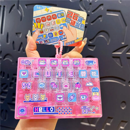Hot Anime 26-Key Keyboard Keychain Stress Relief Fidget Toy Keyboard Button Finger Clicker Backpack Charms Christmas Gift