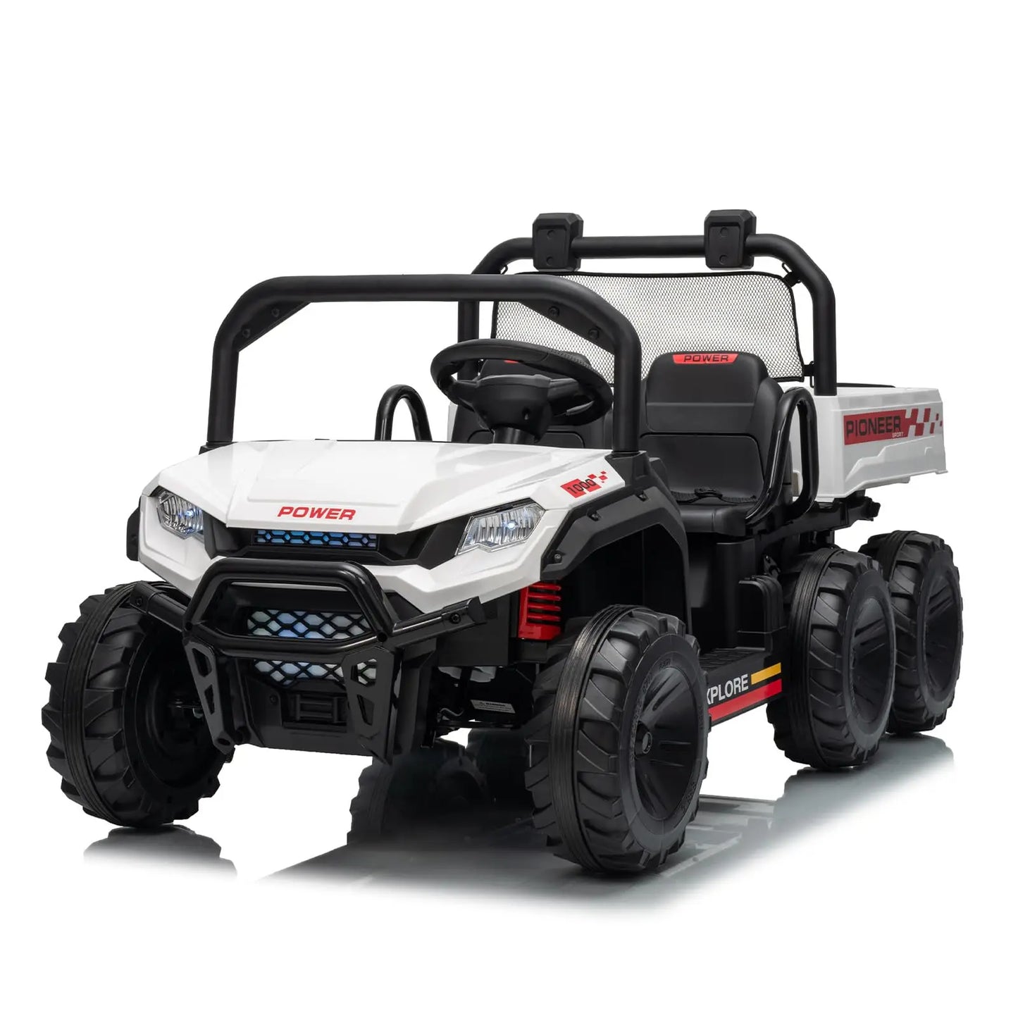 24V 4WD All-Terrain Kids Ride On Dump Truck Parental Remote Control 3 Speeds 2-Seater Off-Road Toy Car For Boys Girls