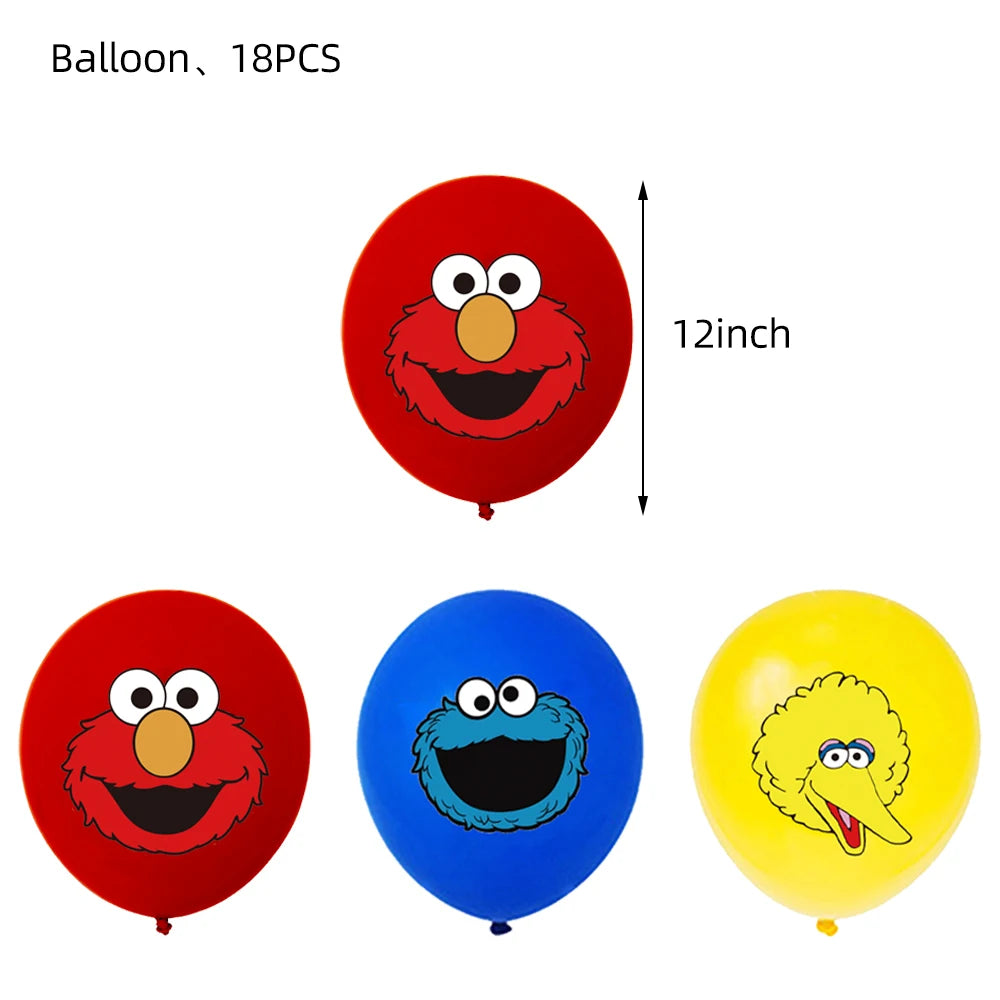 Cartoon Sesames Street Birthday Party Decorations Balloons Plate Cup Banner Tableware Set for Baby Shower Party Favors Kids Gift