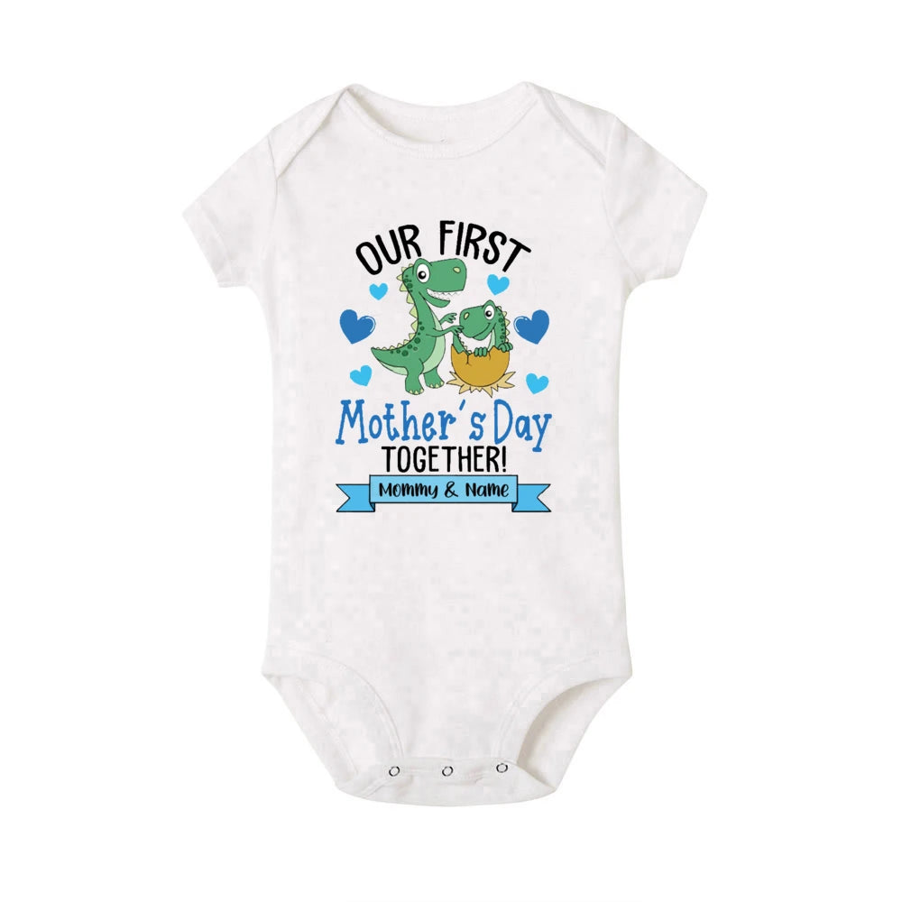 Our First Mother's Day Dinosaur Print Family Matching Outfit Mothers Day Mama & Baby Clothes Mommy T-shirt Tee Newborn Bodysuit