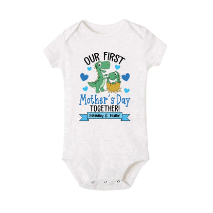 Our First Mother's Day Dinosaur Print Family Matching Outfit Mothers Day Mama & Baby Clothes Mommy T-shirt Tee Newborn Bodysuit