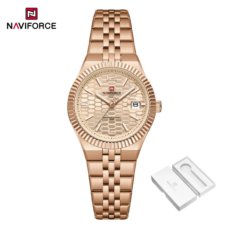 New NAVIFORCE Women 2026 Fashion Watch High Quality Waterproof Ladies Quartz WristWatches Female Steel Bracelet Romantic Clock