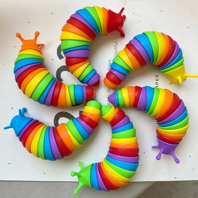 3D Slug Fidget Toy Colorful Slug Snail Flexible All Ages Relief Anti-Anxiety Sensory Toys for Children