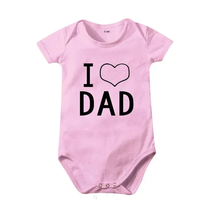 Pure Cotton I Love Mom Newborn Rompers  I Love Dad Baby Romper Twins Matching Bodysuit Summer for 0-24 Months Baby Clothes
