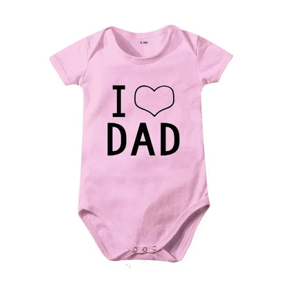 Pure Cotton I Love Mom Newborn Rompers  I Love Dad Baby Romper Twins Matching Bodysuit Summer for 0-24 Months Baby Clothes