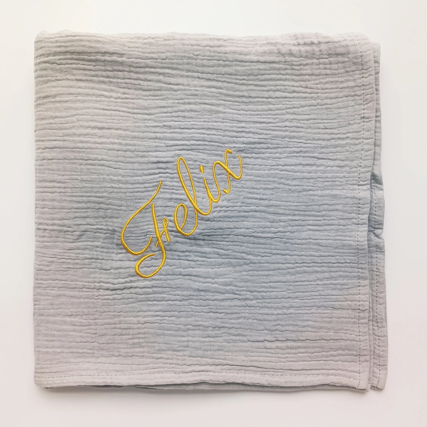 Personalized Name Embroidered Custom Baby Cotton Muslin Baby Swaddle Newborn Receiving Blanket Solid Swaddle Wrap Soft Blanket