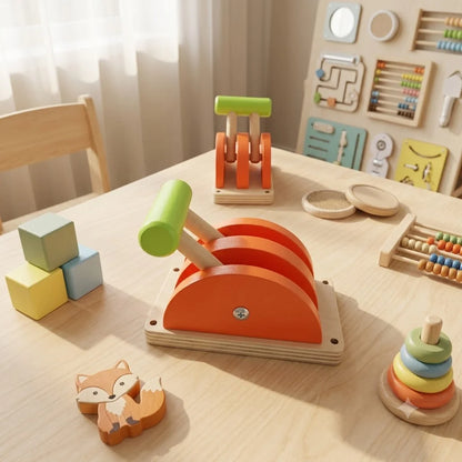 DIY Montessori Busy Board Accessories Set Wooden Sensory Activity Toys Gear Switch LED Light Drum Beads Educational Learning Toy