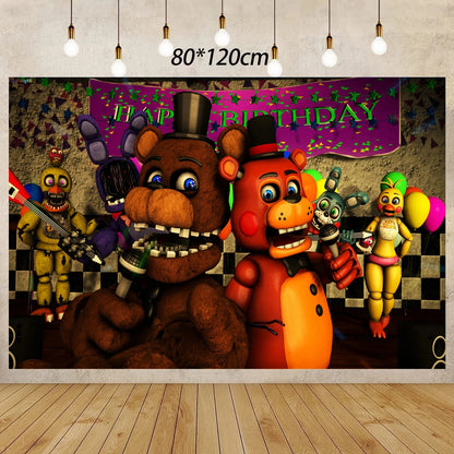 FNAF Five Nights Freddyed Birthday Party Decorations Balloons Plate Banner Tableware Set for Baby Shower Party Favors Kids Gifts