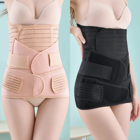 Postpartum Belly Wrap Set 3pcs Adjustable Support Band for C-Section & Natural Birth, Breathable & Comfortable Core Compression