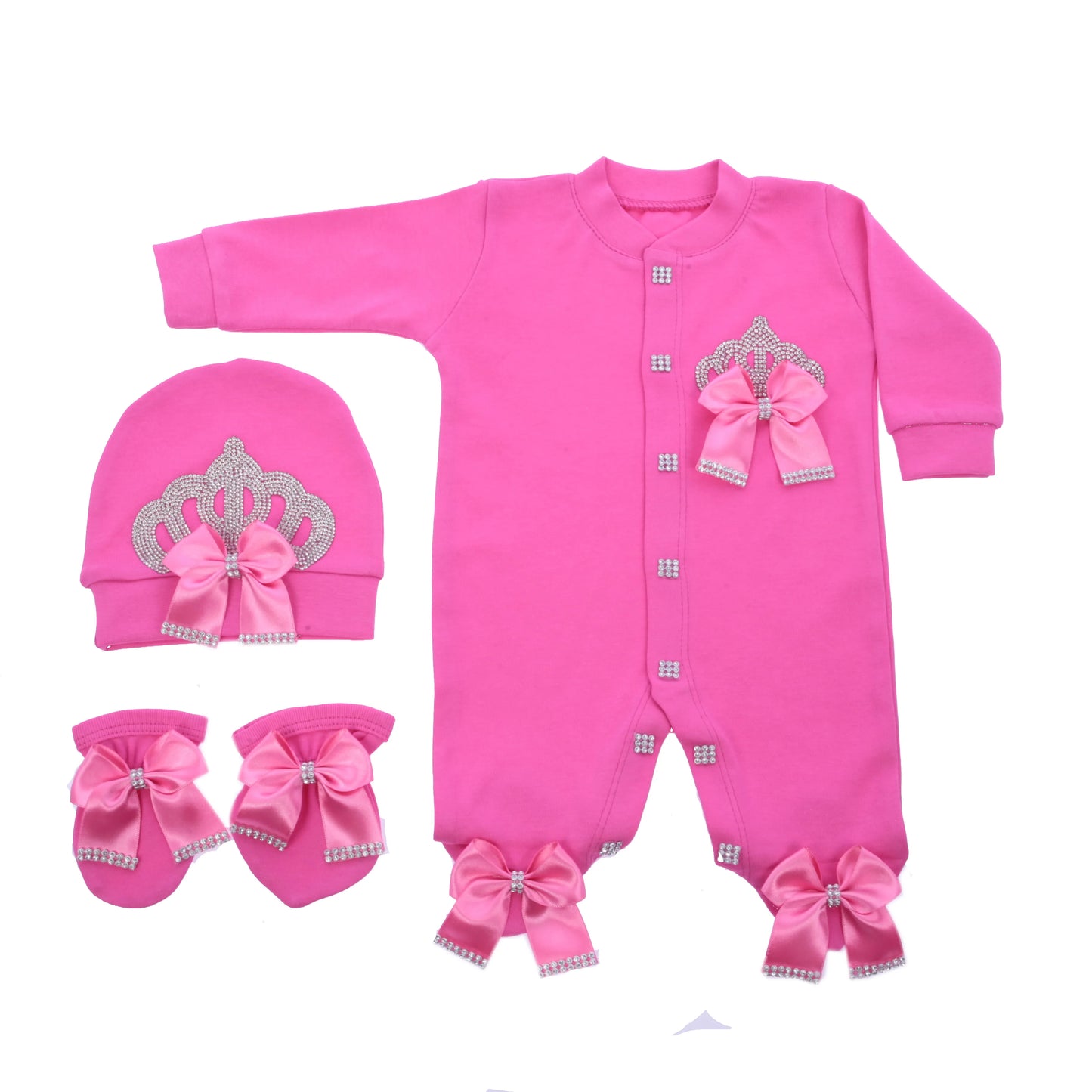 Baby Prince Welcome Home 3pcs Crown Layette Hospital Exit Newborn Outfits Swaddle Set Hello World I'm new Cotton