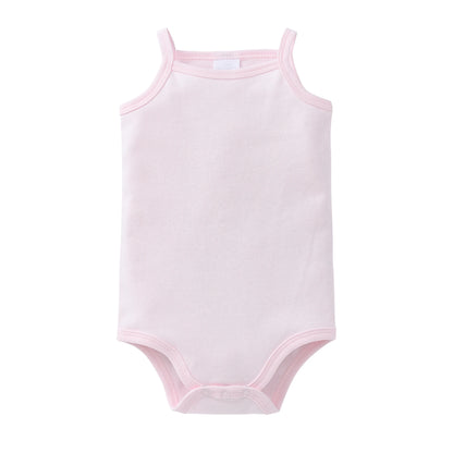 100% Cotton Baby Bodysuit Set for Girls Solid White Sleeveless Rompers (0–24 Months), Available in 1–6 Pieces