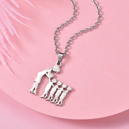 Family Love Son Daughter Necklaces Stainless Steel Multiples Childs Pendant Boys Girls Mothers Love Gifts For Mom Jewelry