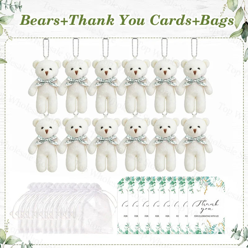 12-100Set Mini Bears Bulk Baby Shower Favors Wedding Party Favors for Guest Small Stuffed Bears Keychains for Party Souvenir