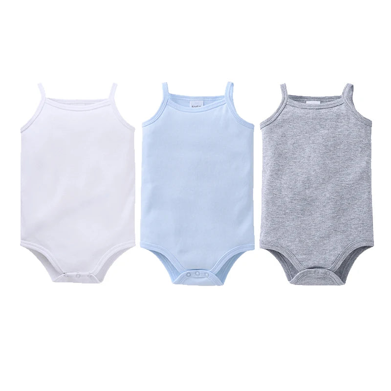 100% Cotton Baby Bodysuit Set for Girls Solid White Sleeveless Rompers (0–24 Months), Available in 1–6 Pieces