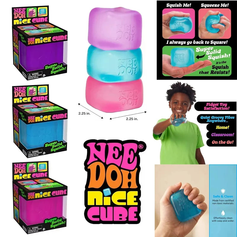 Squishy  Needoh Nice Cube Sensory Stress Reliever Fidget Tool Anti-Anxiety Relief Squeeze Kids Toy