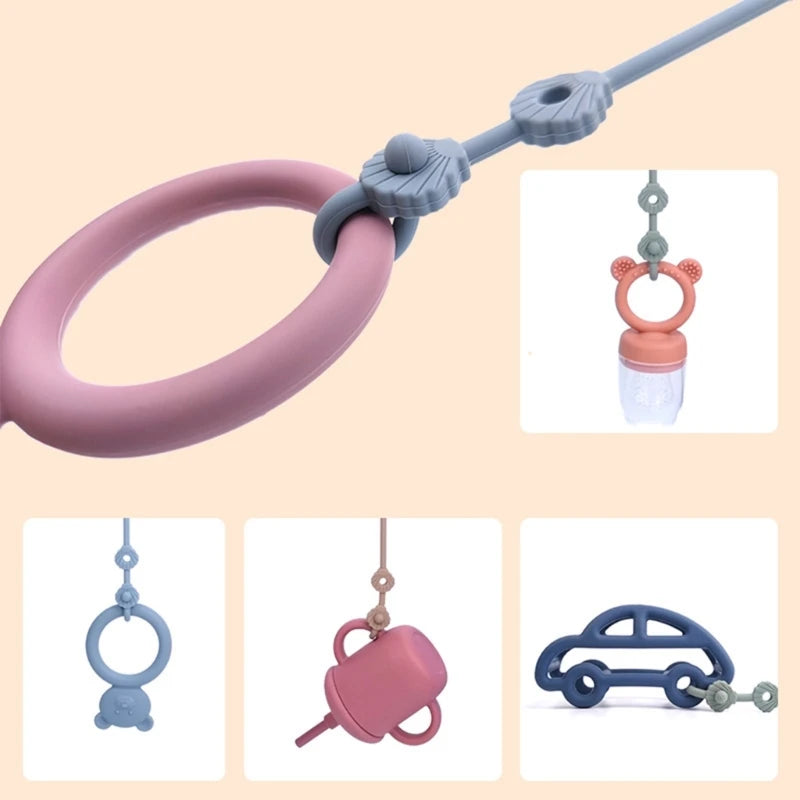 Baby Pacifier Chain with Safety Straps Silicone Holder Stroller & Highchair Accessory Drinking Cup Holder Strap