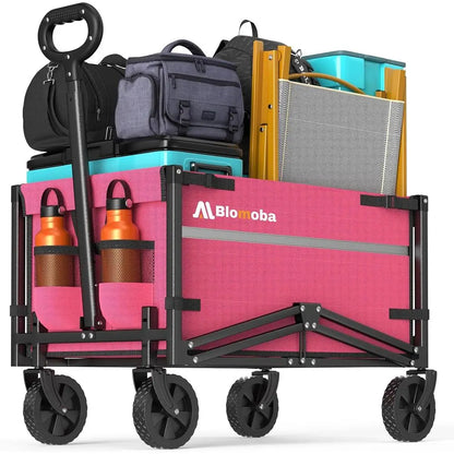 Collapsible Wagon Cart, 220LBS Heavy Duty Collapsible Wagon with All-Terrain Wheels 360° Rotation, flexible Handle, Portable Util