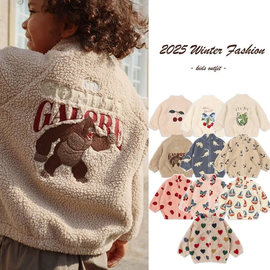 Winter Casual Boys Coat  Sherpa Jacket  Boys Girls Fashion Fleece Warm Outfit for Boys Girls Winter Kids Clothing