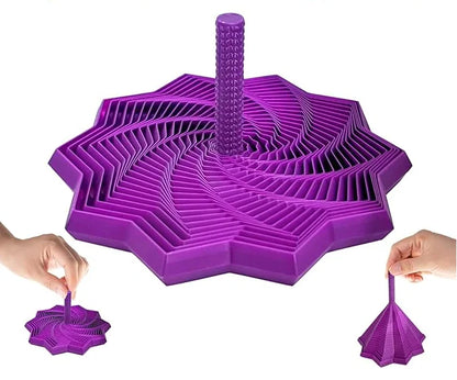 3D Printed Expanded Sensory Fidget Star,Easy-Grip Handles, Whirling Spiral Hexagon Spinner for Stress (Red and Blue,4.64in)