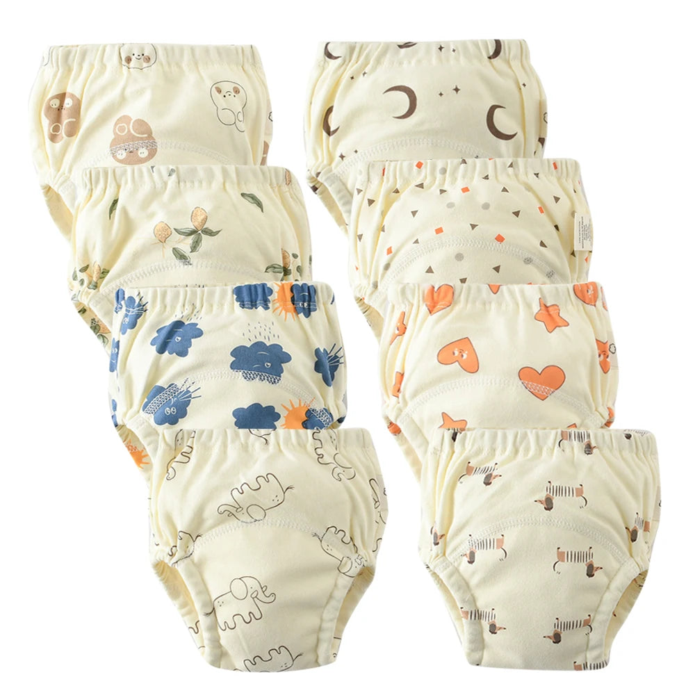 8pcs/6pcs Washable Baby Potty Training Pants Reusable Toilet Trainer Panty Reusable Cloth Diaper