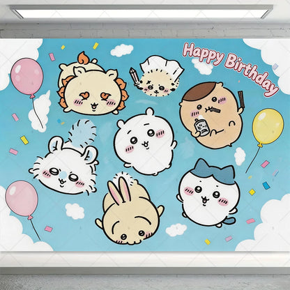 Cartoon Chiikawa Hachiware Usagi Birthday Party Decoration Background Balloon Set Cake Topper Backdrop Baby Shower Kid Gift Prop