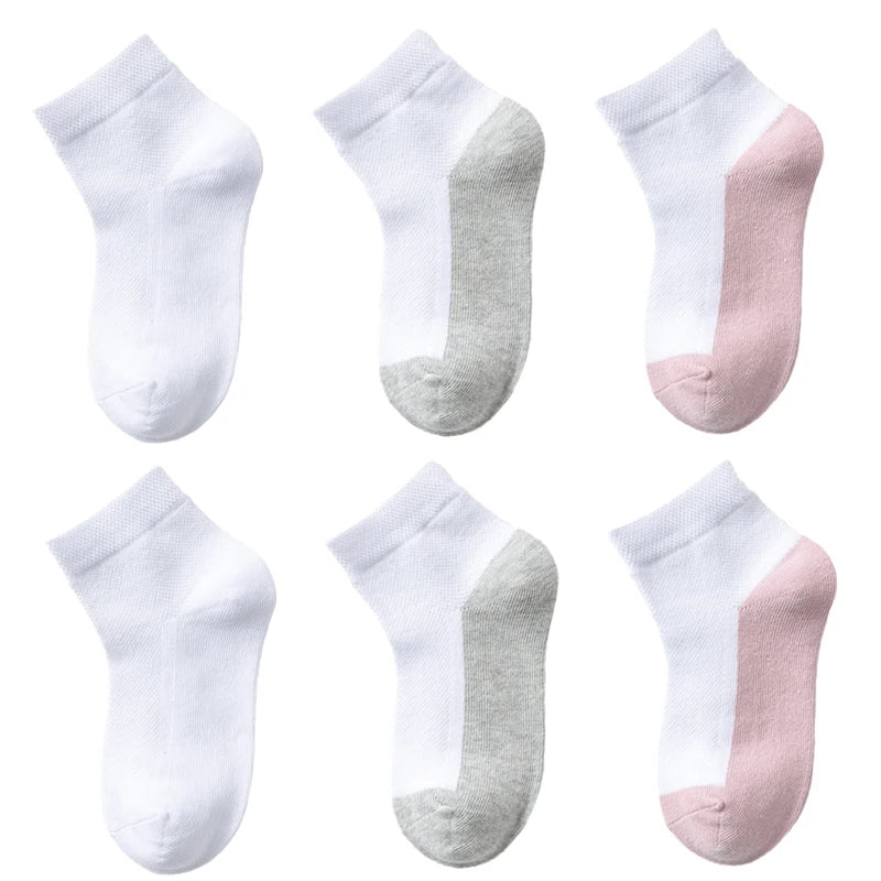 6 Pairs Cotton Kids Boys Girls Socks Childrens Babys Toddlers Sport Socks School Students Spring Autumn Soft Fashion Short Socks