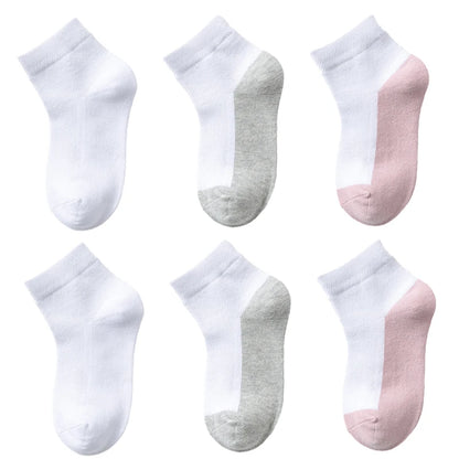 6 Pairs Cotton Kids Boys Girls Socks Childrens Babys Toddlers Sport Socks School Students Spring Autumn Soft Fashion Short Socks