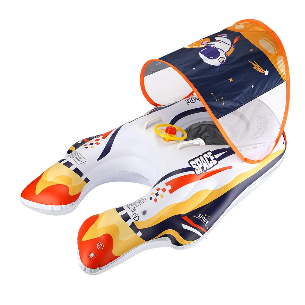 Swimbobo Kids Inflatable Baby Seat Float Spaceship Swimming Rings PVC  Baby Swim Ring Cartoon Floating Pool For Toddler Toys