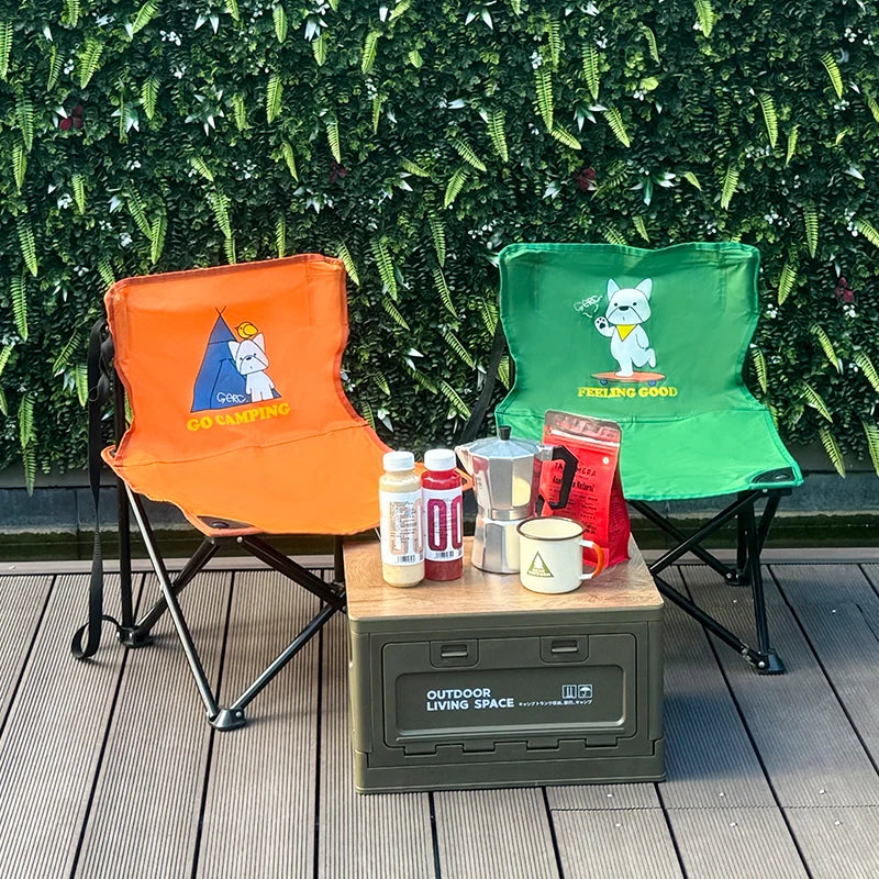 Cute Cartoon Kids Folding Camping Chair, Portable Lightweight Outdoor Seat Sturdy Steel Frame